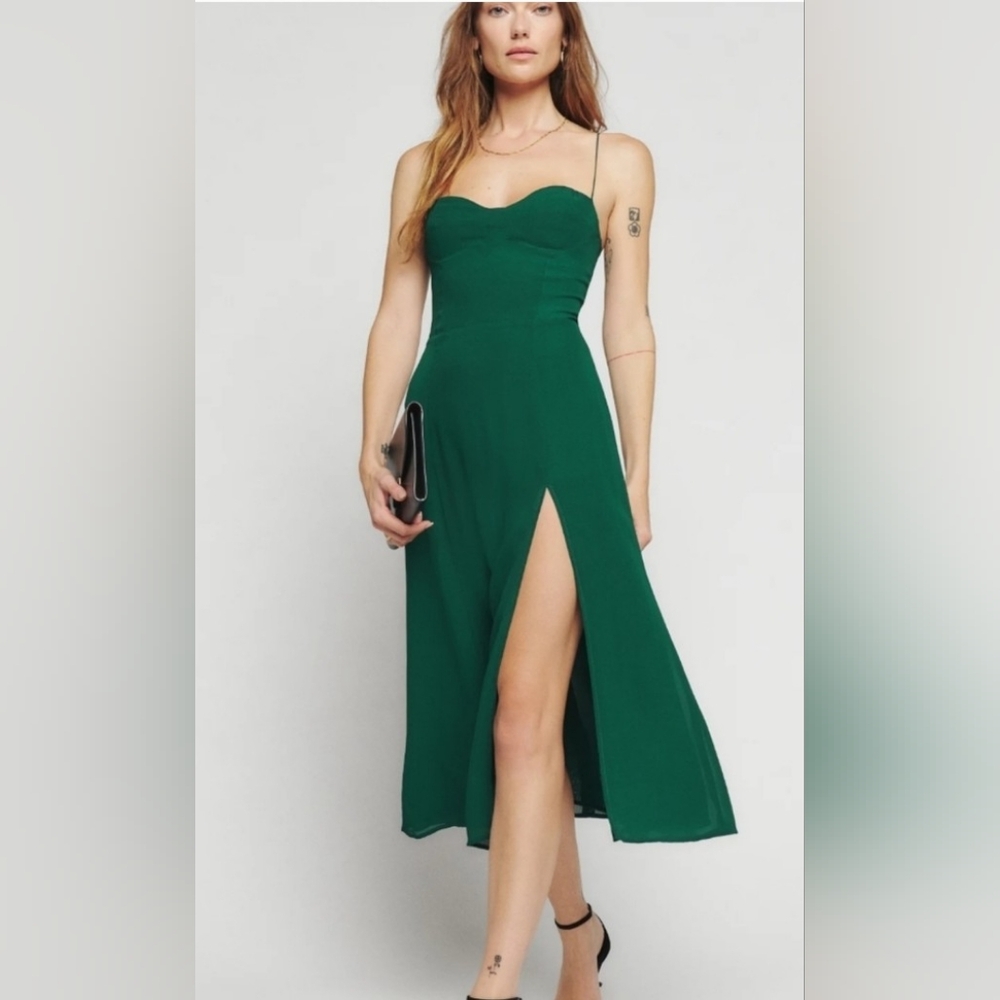 Reformation Emerald Green Juliette Dress Size 4